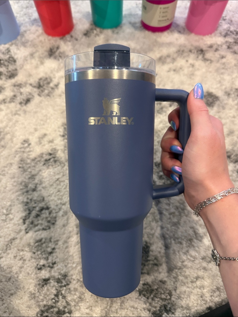 40 oz Stanley Navy Travel Tumbler with Handle
